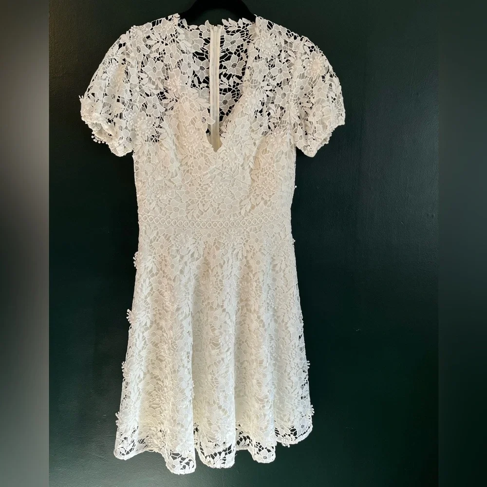 Shoshanna White Floral Lace Fit & Flare Dress Size 4 Romantic Wedding - Picture 2 of 12